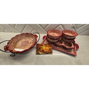 Temp-Tations Bakeware Set With Floral Lace Pattern & Recipe Cards